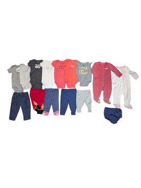 Huge Lot 15 Infant Girls Sleepers One Piece Onesies Tops Pants Leggings Bloomers